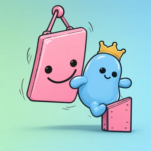 The Wall, a pink swinging panel with a painted grin, next to Bean Zero